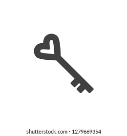 Heart key vector icon. filled flat sign for mobile concept and web design. heart shape vintage key simple solid icon. Valentine day and love symbol, logo illustration. Pixel perfect vector graphics