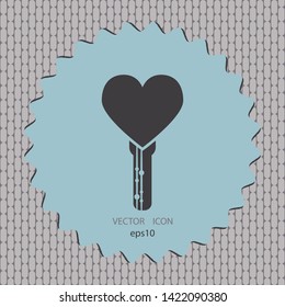 Heart key, vector icon, web design element