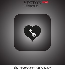 heart and key, web icon. vector design