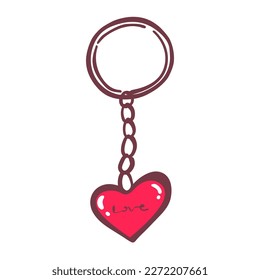 heart keychain design over white doodle on white