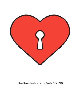 Heart with keyhole color icon. Valentine's Day symbol. Isolated vector illustration