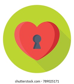 
Heart Keyhole Flat Colored Icon
