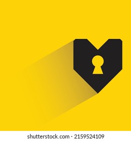 heart and keyhole icon with shadow on yellow background