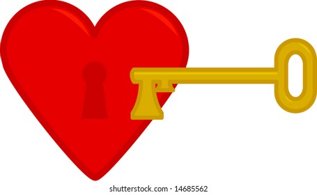 heart with keyhole and key