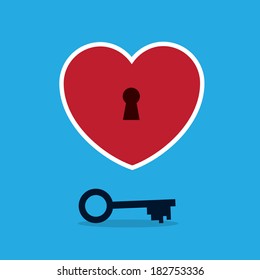 Heart with keyhole and key 