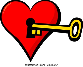 heart with keyhole and key