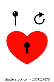 Heart with keyhole for key for Valentine's Day. Template for text. Background image. Greeting card. Holiday poster. Archery. Love. Human relationships.