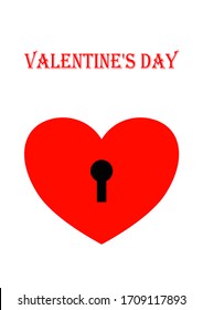 Heart with keyhole for key for Valentine's Day. Template for text. Background image. Greeting card. Holiday poster. Archery. Love. Human relationships.