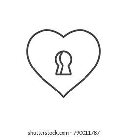 Heart with keyhole line icon. 