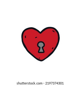 Heart with keyhole logo icon sign Love symbol Dream mystery riddle drawing emblem Doodle design Festival style Fashion print clothes apparel greeting invitation card badge cover flyer poster banner ad