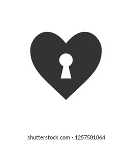 Heart, keyhole, love icon. Vector illustration, flat design.