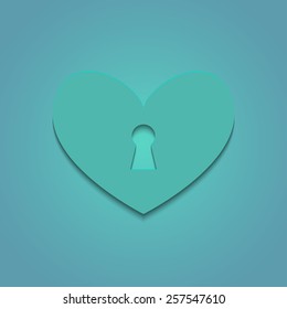 Heart with a keyhole on a turqoise background