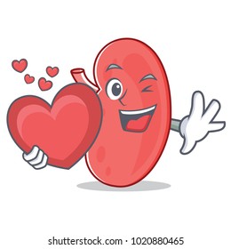 With heart kidney mascot cartoon style
