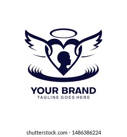 Heart kids Wing Logo icon design symbol business template vector. Flat design style. Modern vector pictogram for web graphics eps 10 editable