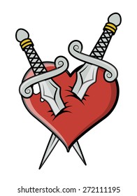 Heart Killed with Swords Vector
