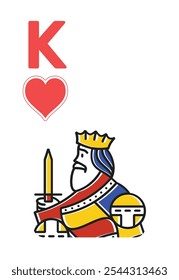 Heart King (K) Card for poker, casino game and for blackjack for Deck