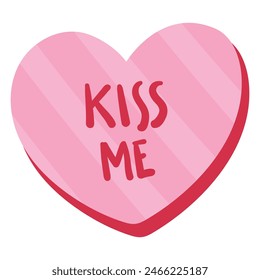 Heart with kiss me inscription isolated on the white background.