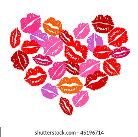 Heart of kisses for Valentine's Day. Vector image, no size limit.