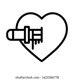 Heart with knife icon. Simple design. Vector. Isolate on white background.