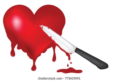 heart and knife icon in vector