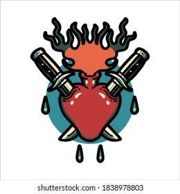 heart and knife illustration vector design