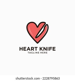 heart and knife logo design vector