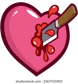 Heart with a knife vector illustration