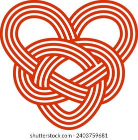 Heart Knot Mizuhiki Vector Illustration (paper strings tied around a wrapped gift)
