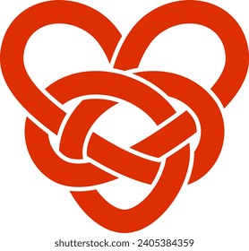 Ilustración vectorial del Knot del corazón Mizuhiki (hilos de papel atados alrededor de un regalo envuelto)
