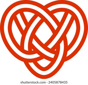 Heart Knot Mizuhiki Vector Illustration (paper strings tied around a wrapped gift)
