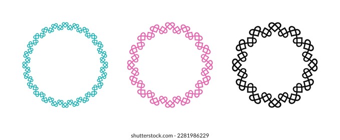 Heart Knot Pattern Frame Border Background Vector Illustration
