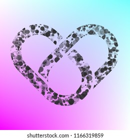 Heart knot. Simple red heart rope symbol. Vector. Flat style black icon on white.