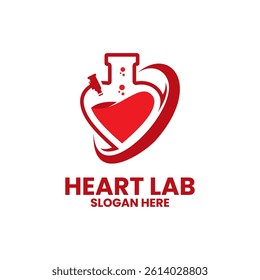 Heart Lab with microscope and glass logo design vector. Love laboratory logo icon template