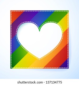 Heart label with lgbt flag. Vector icon.EPS10