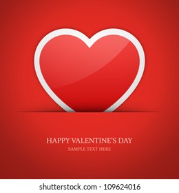 Heart label from paper Valentines day card vector background eps 10