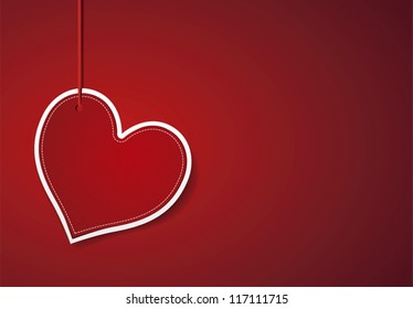 Heart label from paper Valentines day card vector background eps 10