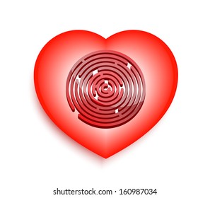 heart with a labyrinth on a white background in the 3D