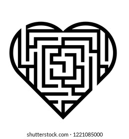 Heart labyrinth vector icon illustration isolated on white background