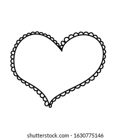 Heart lace edge.Hand drawing with a contour line.Valentine's day, February 14, wedding.Doodles.Vector illustration