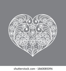heart with lace flowers. decorative element