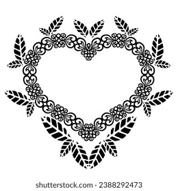 Heart with lace pattern. Template for a greeting card. Vector.