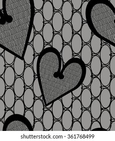 Heart lace seamless pattern on brown background. Valentines day