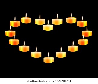 Heart laid out candles