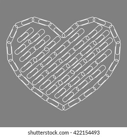 Heart laid out from paperclips