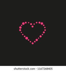 Heart of the lamps on a black background. Valentines day card. Heart with inscription I Love You. Vector illustration