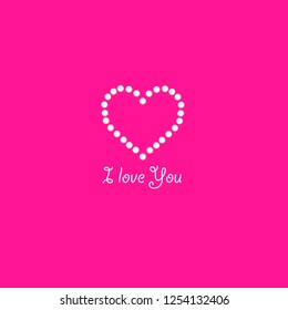 Heart of the lamps on a pink background. Valentines day card. Heart with inscription I Love You. Vector illustration