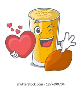With heart lassi mango on the mascot table