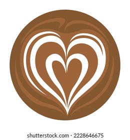 Heart Latte art Coffee Logo Design on white background, Vector illustration