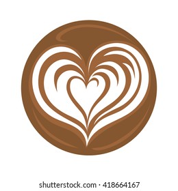 Heart Latte Art Coffee Logo, Icon, Symbol Design