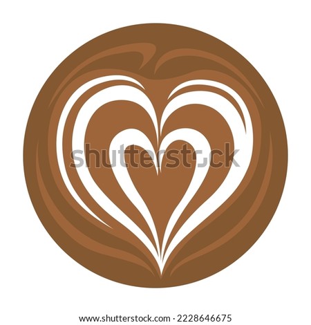 Heart Latte art Coffee Logo Design on white background, Vector illustration